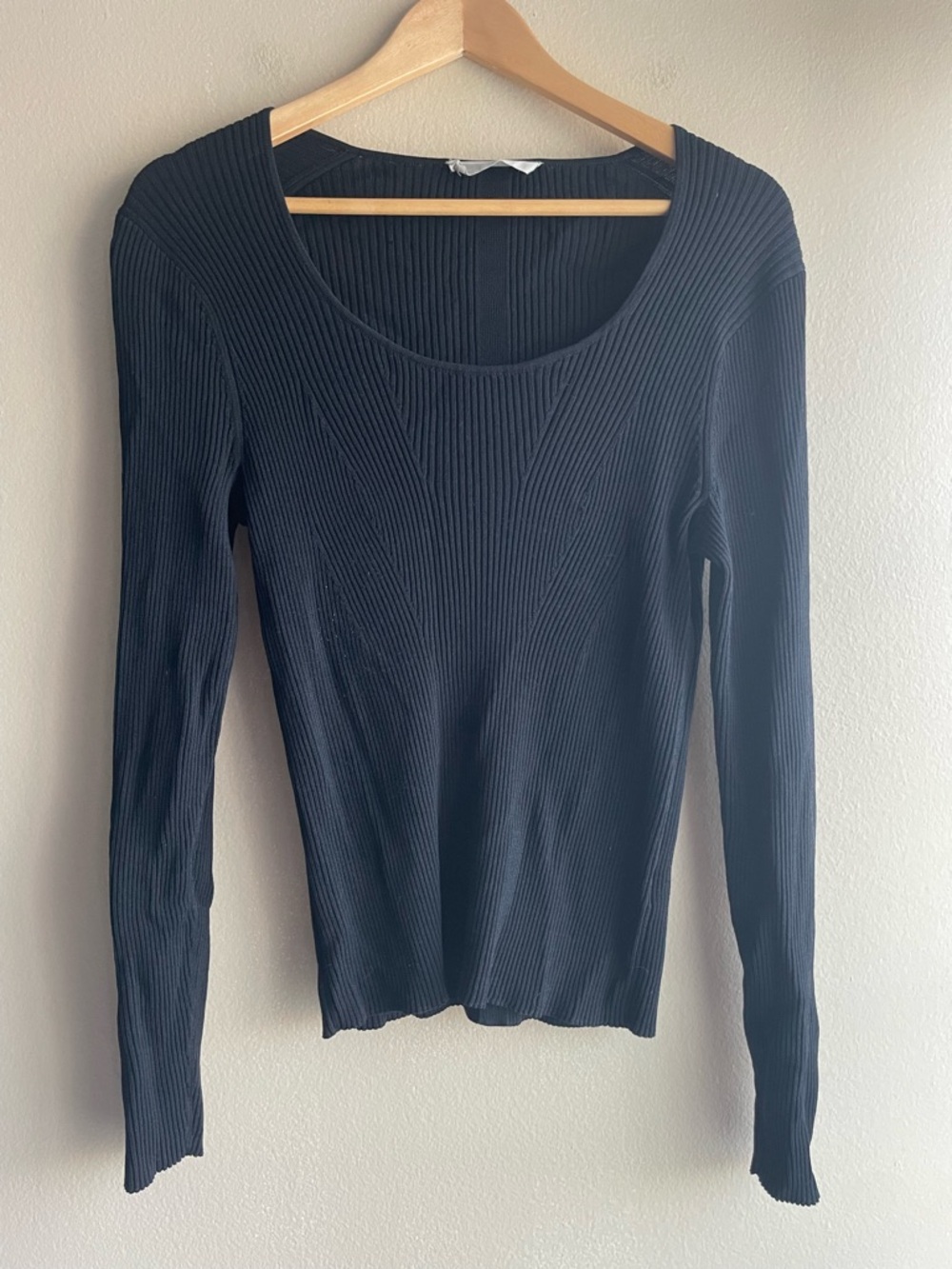 Everlane Women Scoop Neck Black Top Sweatshirt Size XL